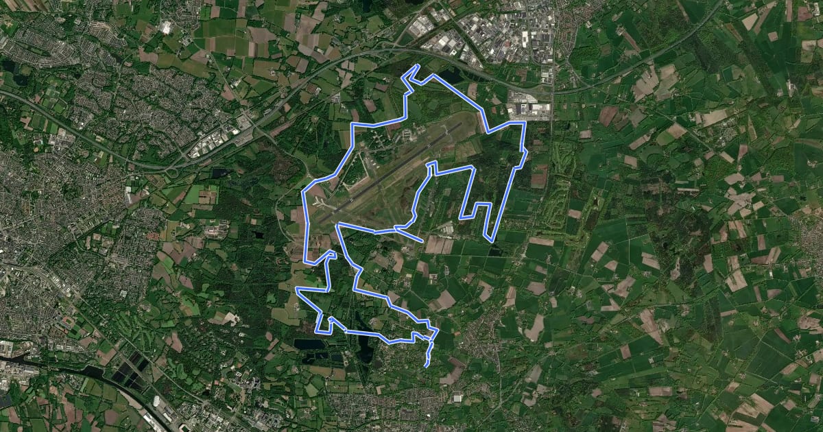 Маршрут WNW Twente - Doppler/Greftenberghoek/Hof Espelo/Holthuis/Lonnekerberg/Vliegbasis Twente/Zuidkamp - oranje route на спутниковом снимке