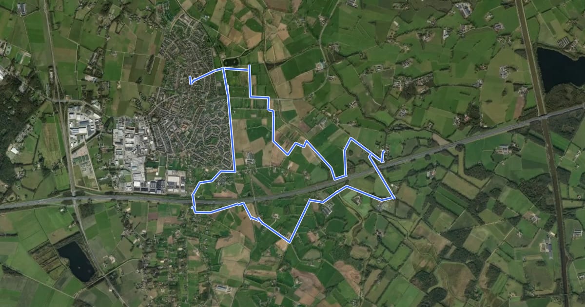 Маршрут WNW Twente - Enter/Enterbroek - gele route на спутниковом снимке