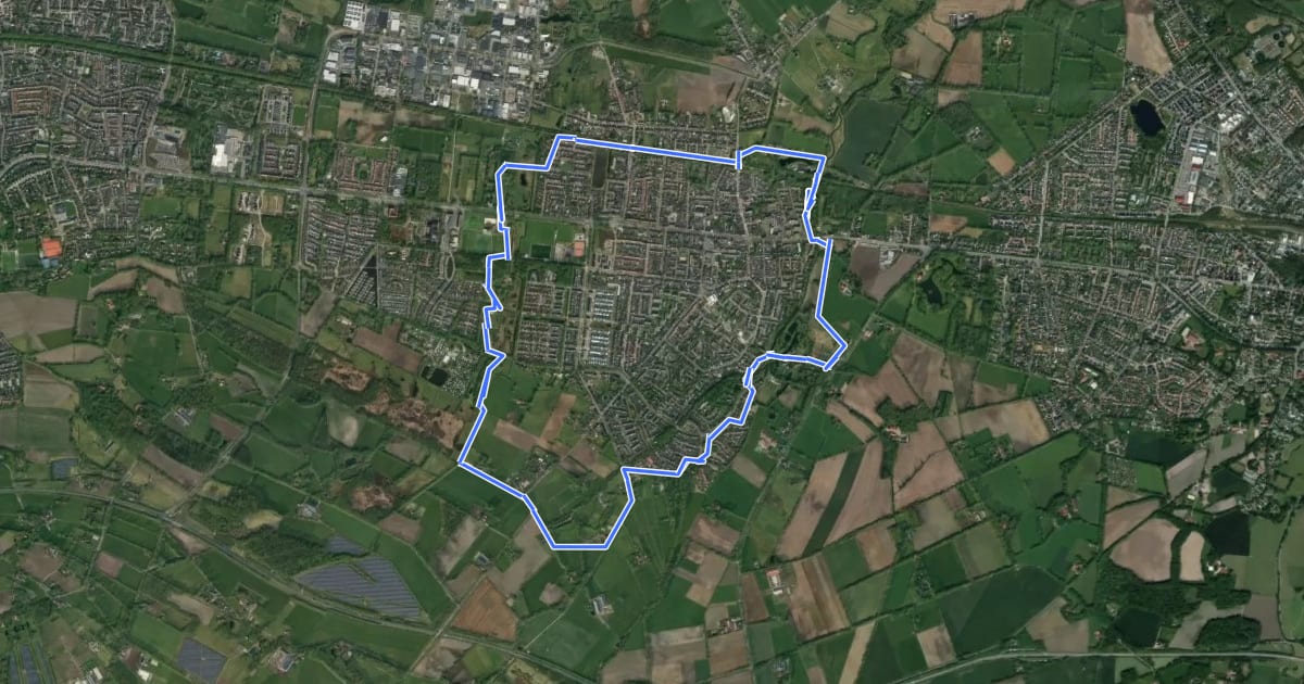 Маршрут WNW Twente - Glanerbrug - Gleis - blauwe route на спутниковом снимке