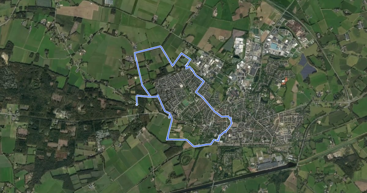 Маршрут WNW Twente - Goor/De Whee - gele route на спутниковом снимке