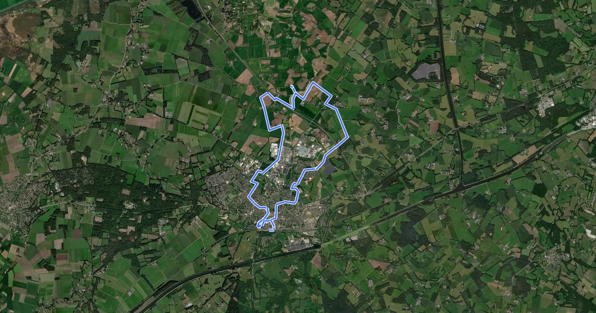 Маршрут WNW Twente - Goor/Elsenerbroek - paarse route на спутниковом снимке