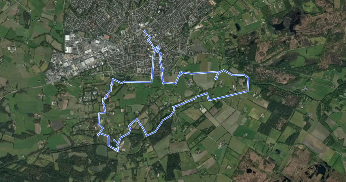 Маршрут WNW Twente - Haaksbergen/Honesch/Watermolen - rode route на спутниковом снимке