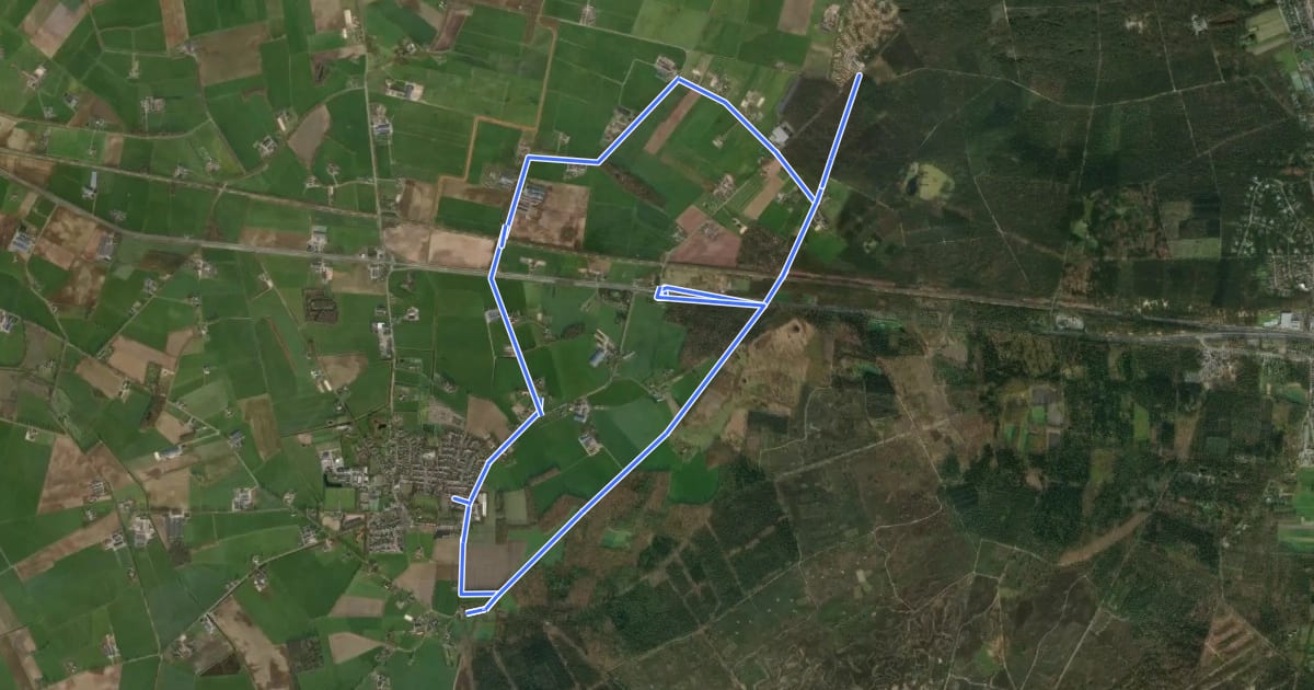 Маршрут WNW Twente - Haarle/Hellendoornseberg/Sprengenberg - paarse route на спутниковом снимке