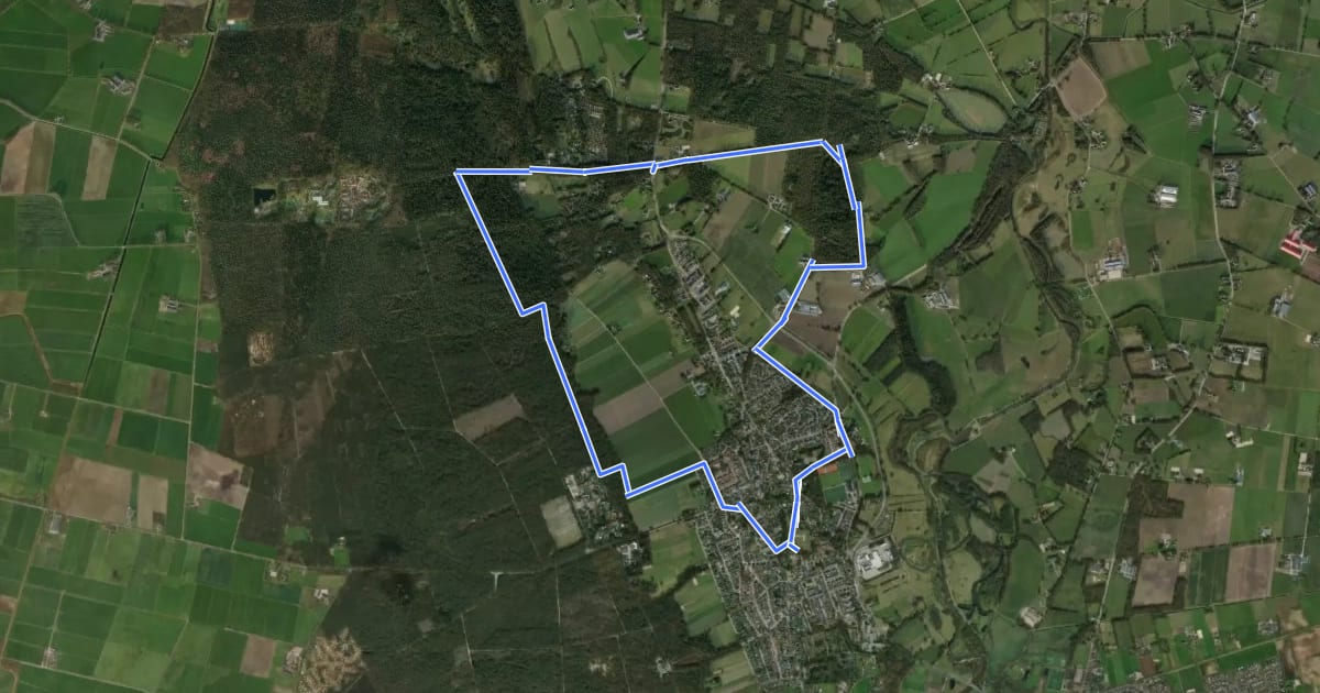 Маршрут WNW Twente - Hellendoorn - blauwe route на спутниковом снимке