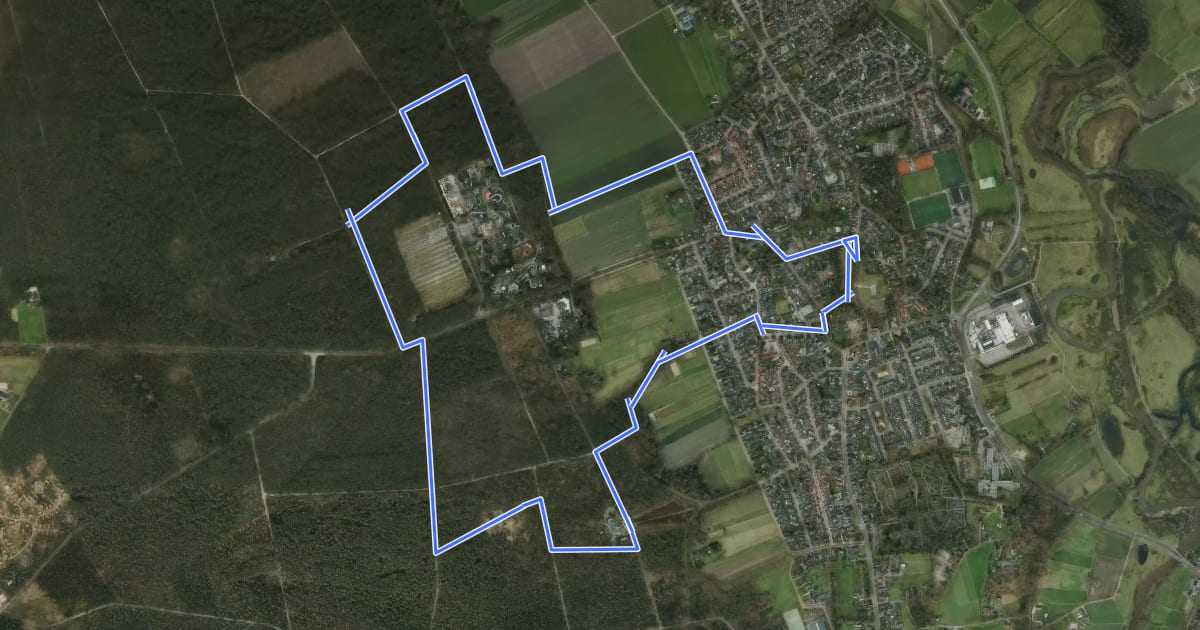 Маршрут WNW Twente - Hellendoorn/Stoepaars - gele route на спутниковом снимке