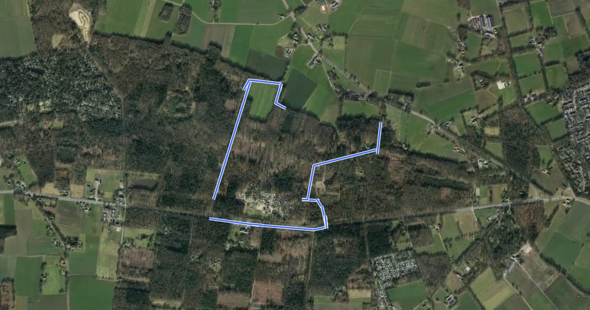 Маршрут WNW Twente - Herikerberg -paarse route на спутниковом снимке