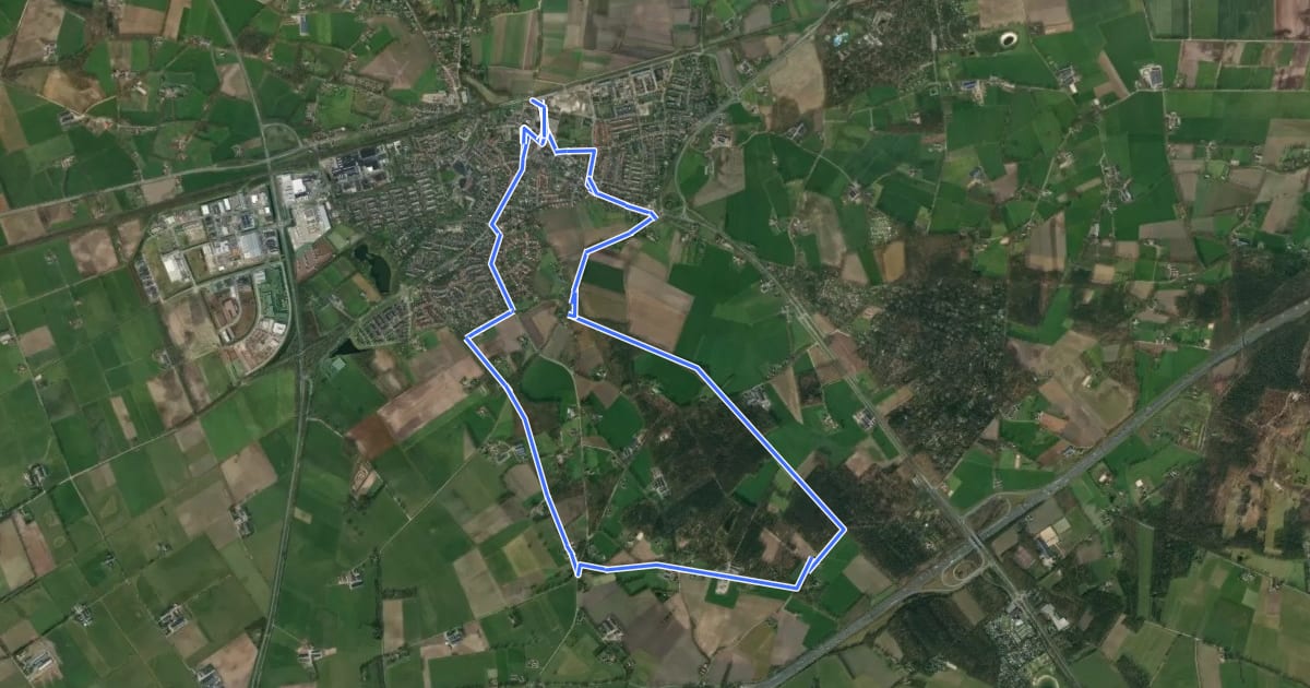 Маршрут WNW Twente - Holten - blauwe route на спутниковом снимке