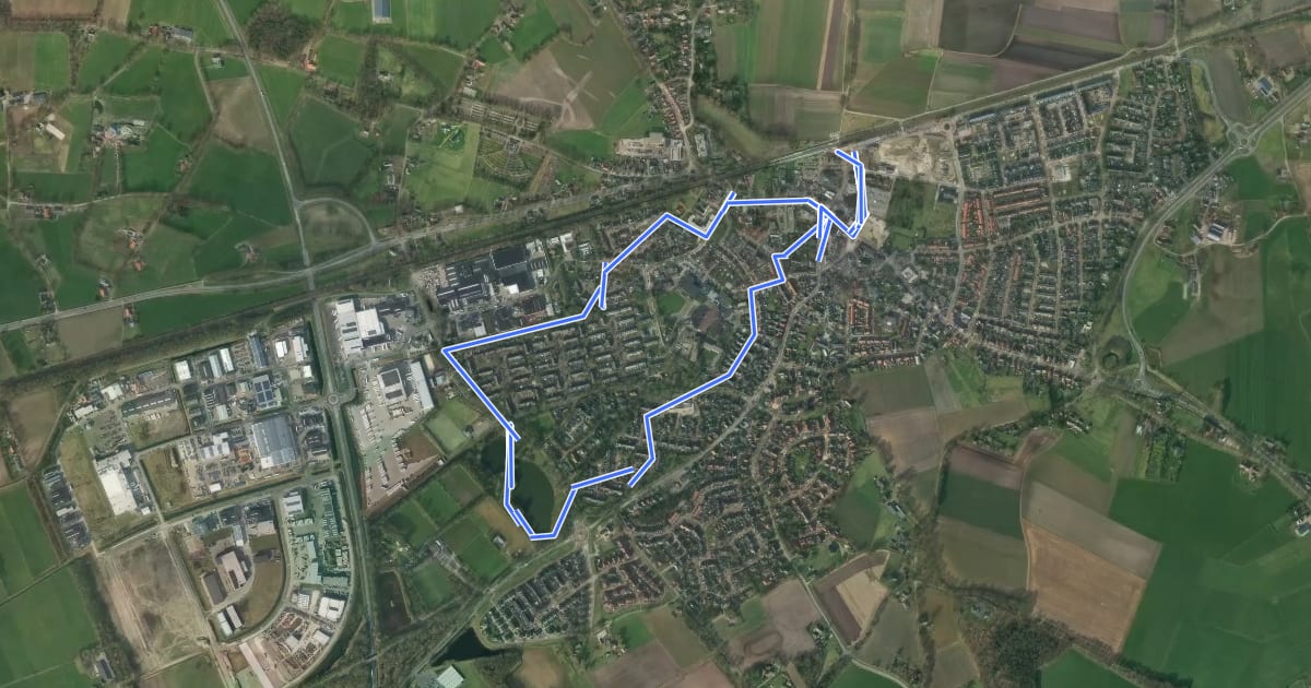 Маршрут WNW Twente Holten - gele route на спутниковом снимке