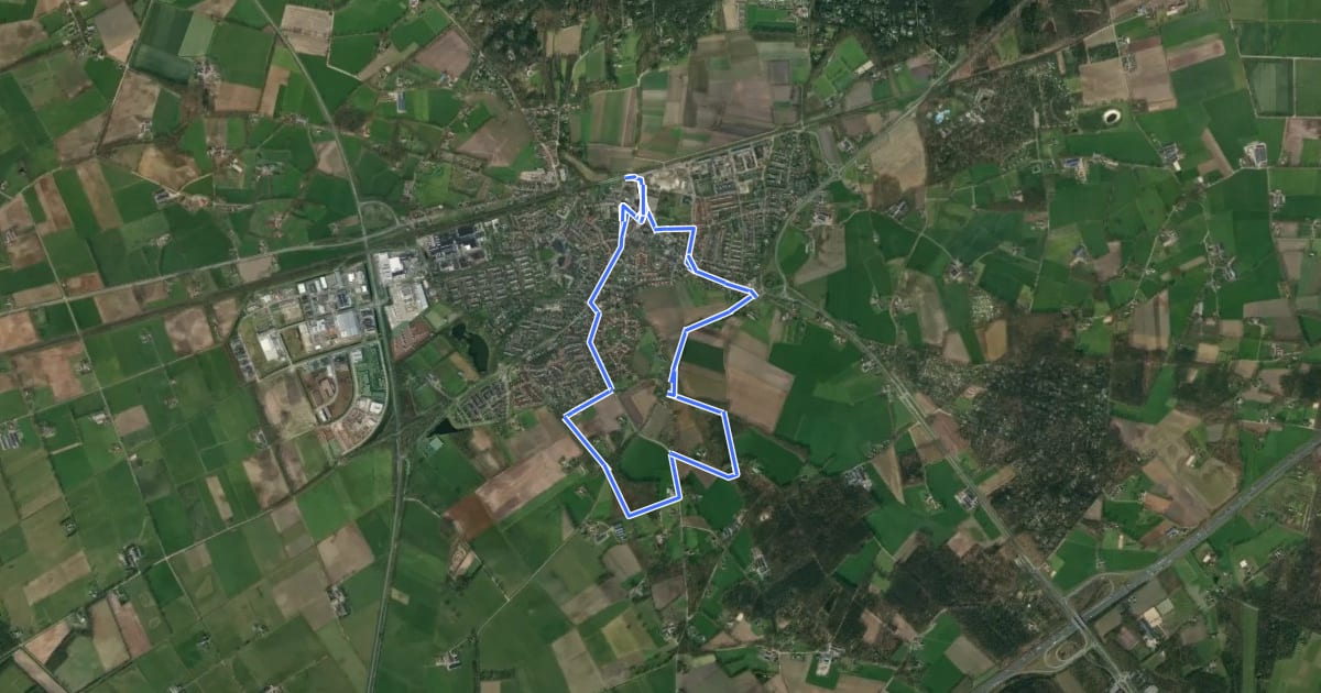 Маршрут WNW Twente - Holten - rode route на спутниковом снимке