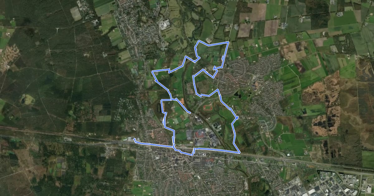 Маршрут WNW Twente - Hulsen/Nijverdal/Het Ravijn/Wilgenwaerd - blauwe route на спутниковом снимке