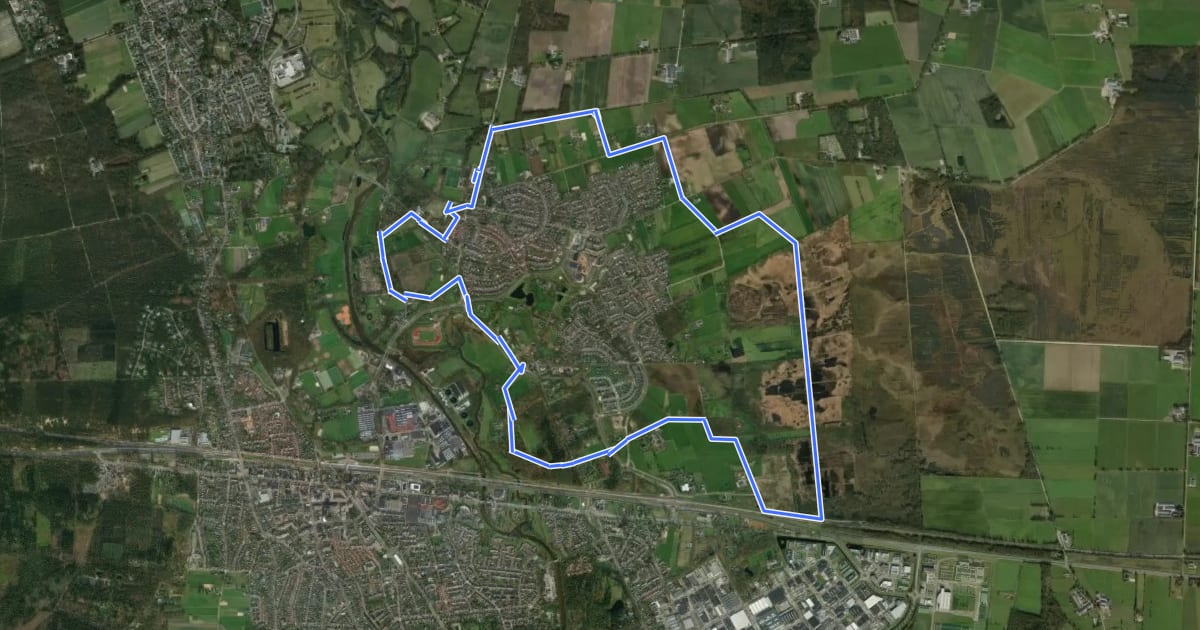 Маршрут WNW Twente - Hulsen - paarse route на спутниковом снимке