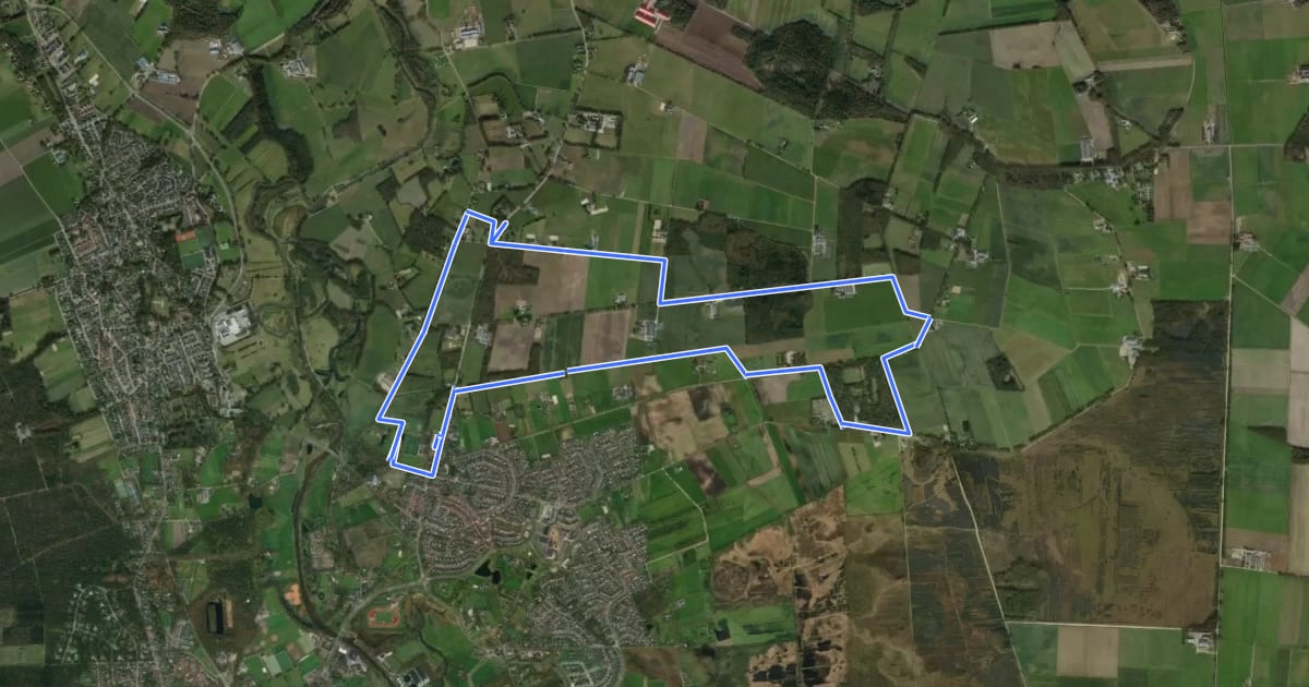 Маршрут WNW Twente - Hulsen/Wierdenseveld - gele route на спутниковом снимке