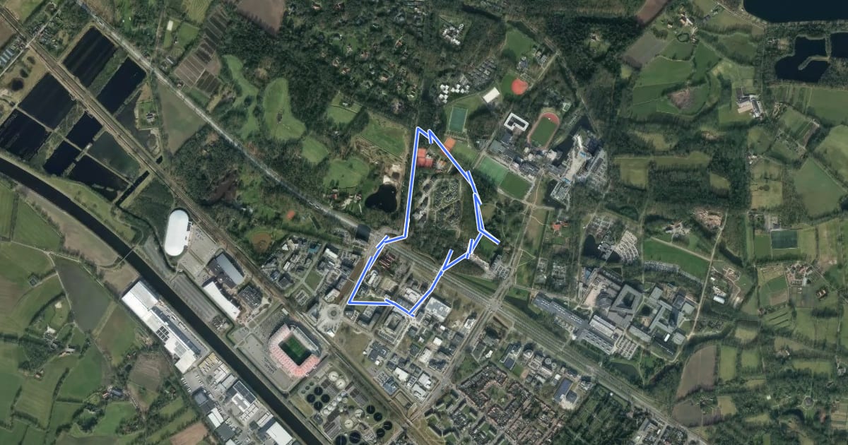 Маршрут WNW Twente - Kennispark - blauwe route на спутниковом снимке