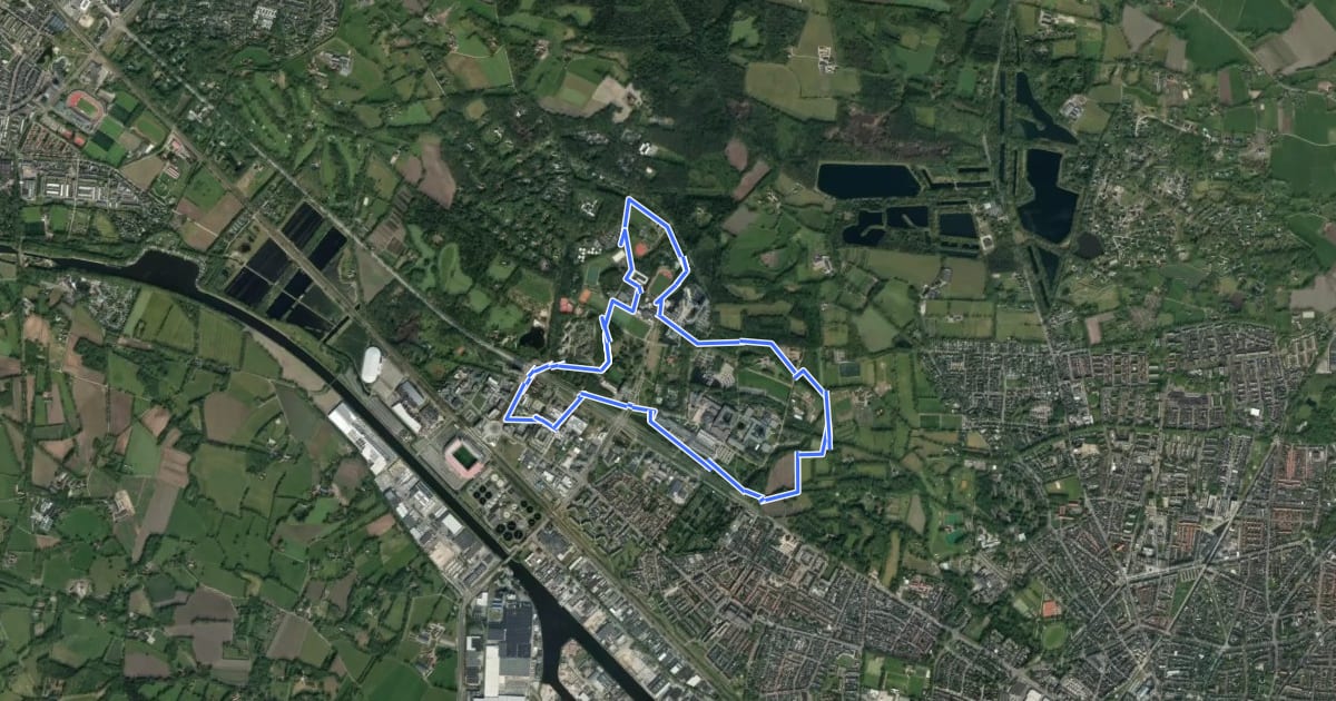 Маршрут WNW Twente - Kennispark - rode route на спутниковом снимке