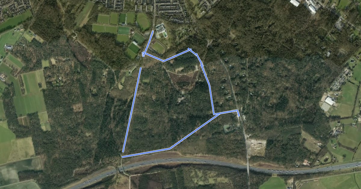 Маршрут WNW Twente - Klein-Zwitserland/Koerbelt - gele route на спутниковом снимке