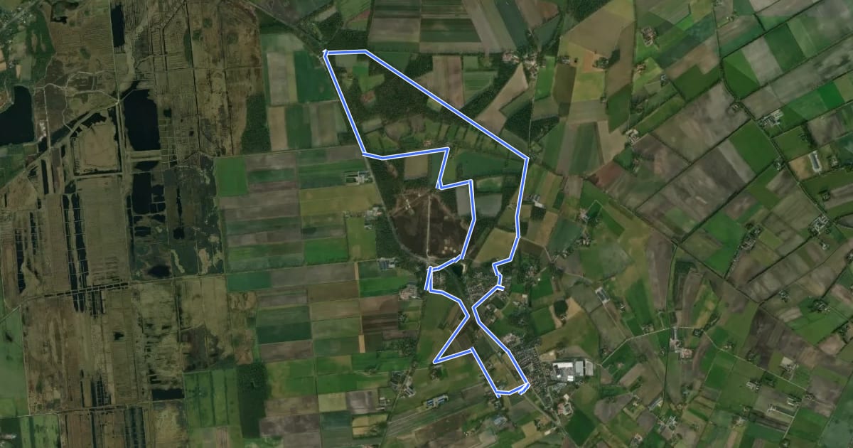 Маршрут WNW Twente -Langeveen -paarse route на спутниковом снимке