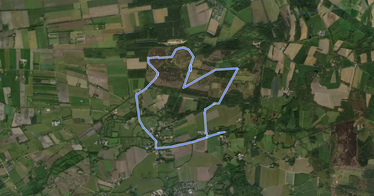 Маршрут WNW Twente - Mander/Mosbeek - gele route на спутниковом снимке