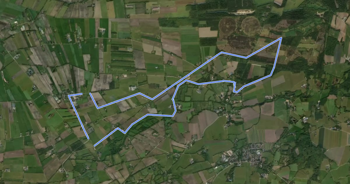 Маршрут WNW Twente - Manderveen -blauwe route на спутниковом снимке