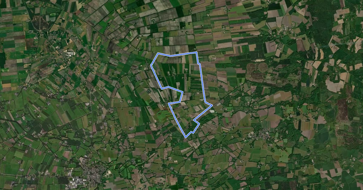 Маршрут WNW Twente - Manderveen -gele route на спутниковом снимке