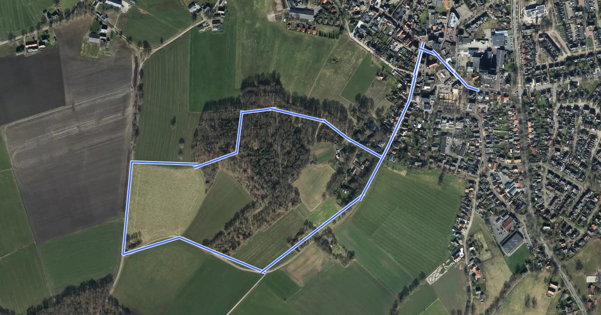 Маршрут WNW Twente - Markelo - blauwe route на спутниковом снимке