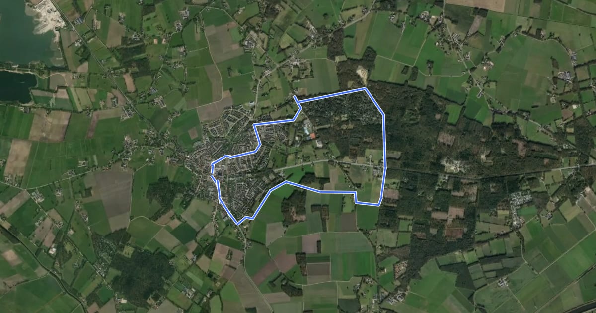 Маршрут WNW Twente - Markelo/Pothoek - gele route на спутниковом снимке