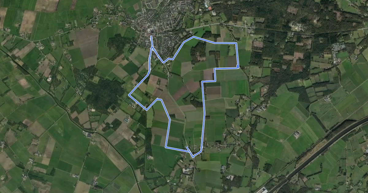 Маршрут WNW Twente -Markelo/Stokkum - paarse route на спутниковом снимке
