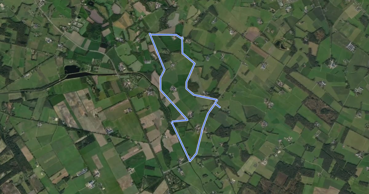 Маршрут WNW Twente - Markvelde - blauwe route на спутниковом снимке