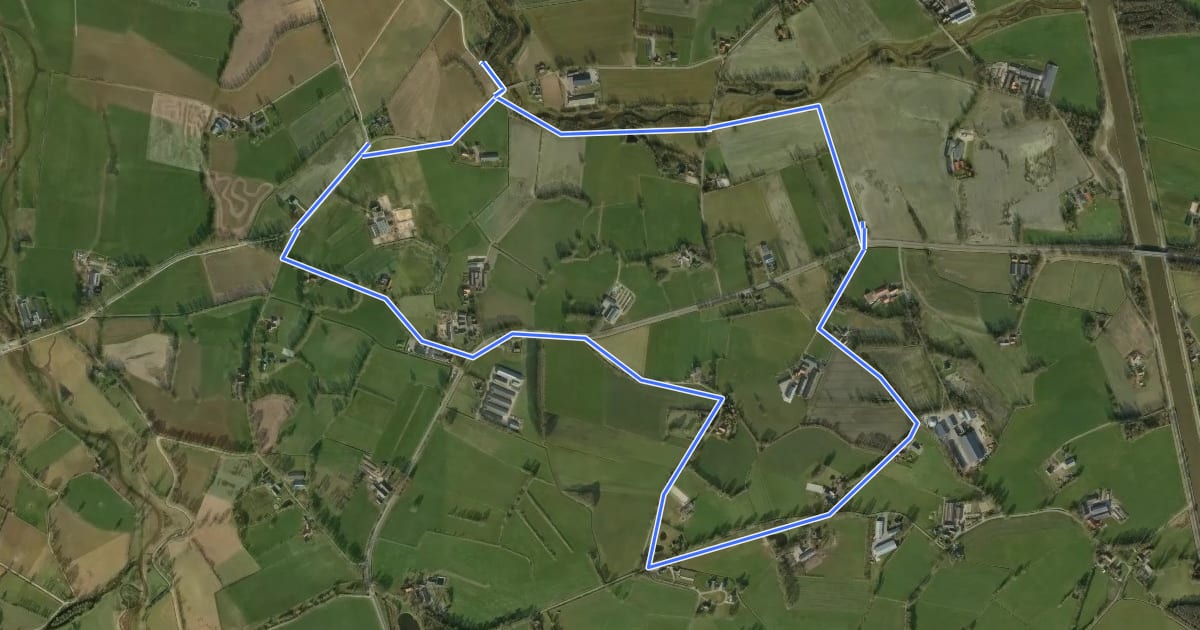 Маршрут WNW Twente - Mokkelengoor - paarse route на спутниковом снимке
