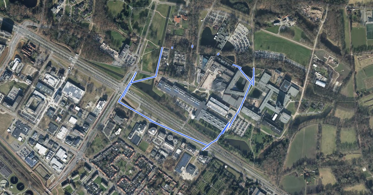 Маршрут WNW Twente - Ondernemingshuis - blauwe route на спутниковом снимке