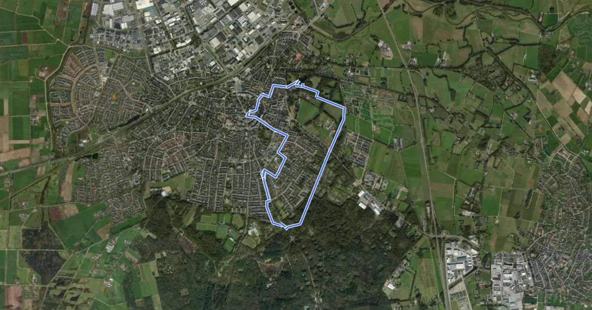 Маршрут WNW Twente - Oosterhof - paarse route на спутниковом снимке