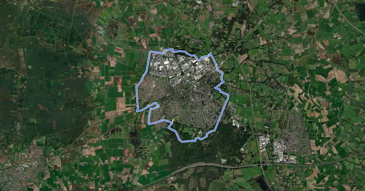 Маршрут WNW Twente - Oosterhof- Rondje Rijssen на спутниковом снимке