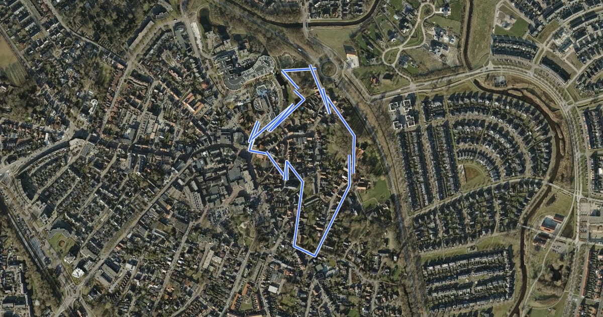 Маршрут WNW Twente - Oud Borne - paarse route на спутниковом снимке