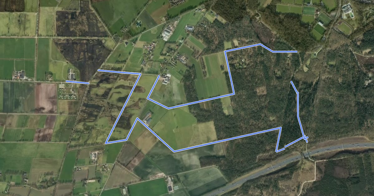 Маршрут WNW Twente- Overveen - paarse route на спутниковом снимке