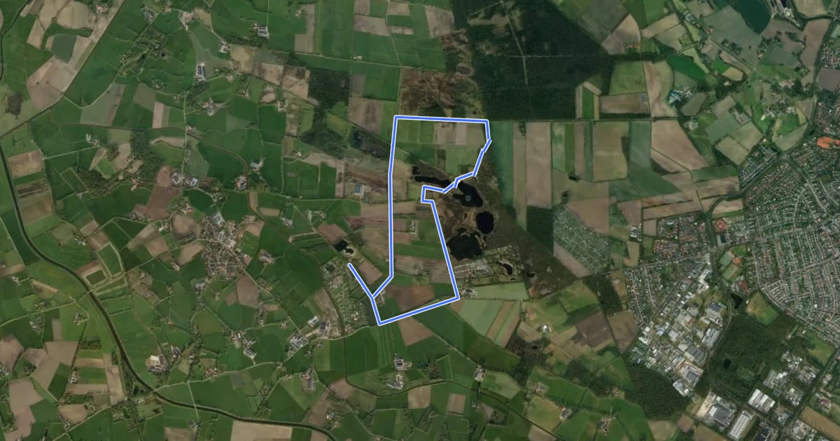 Маршрут WNW Twente - Rammelbeek - paarse route на спутниковом снимке