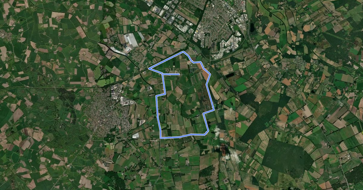 Маршрут WNW Twente - Rodenmors - gele route на спутниковом снимке
