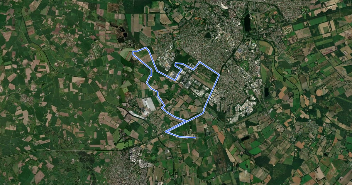 Маршрут WNW Twente - Rodenmors - groene route на спутниковом снимке