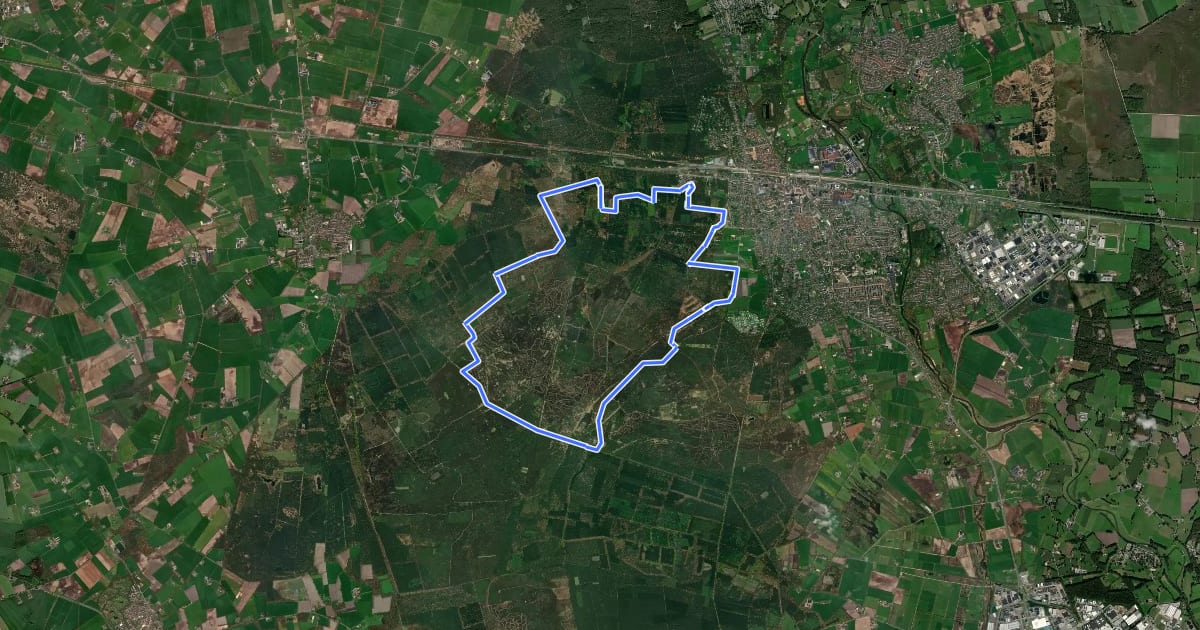 Маршрут WNW Twente - Sallandse Heuvelrug - paarse route на спутниковом снимке