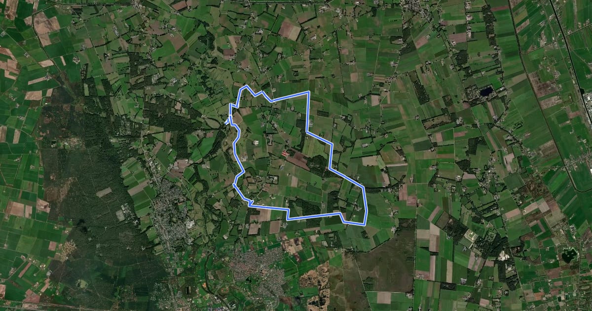 Маршрут WNW Twente - Schuilenburg - blauwe route на спутниковом снимке