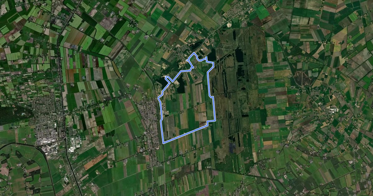 Маршрут WNW Twente -Sibculo -paarse route на спутниковом снимке