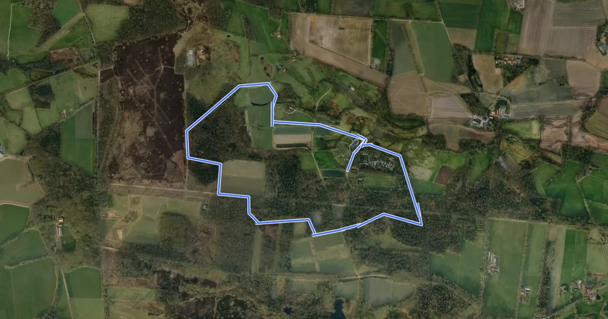 Маршрут WNW Twente - Springendal - rode route на спутниковом снимке