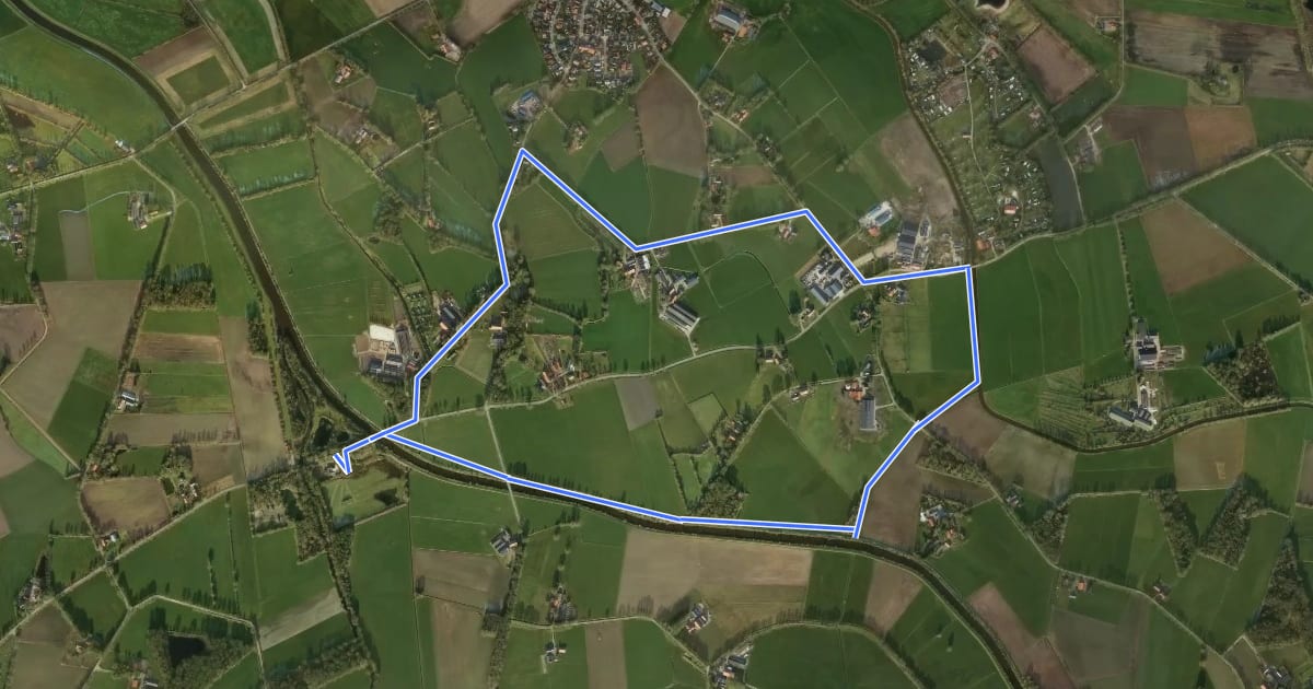 Маршрут WNW Twente - Sterrenwacht - gele route на спутниковом снимке
