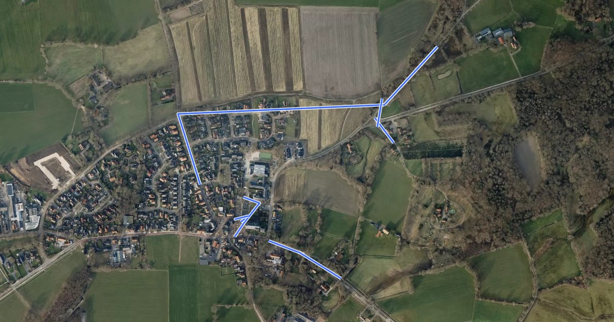 Маршрут WNW Twente - Tutenberg/Vasse - blauwe route на спутниковом снимке