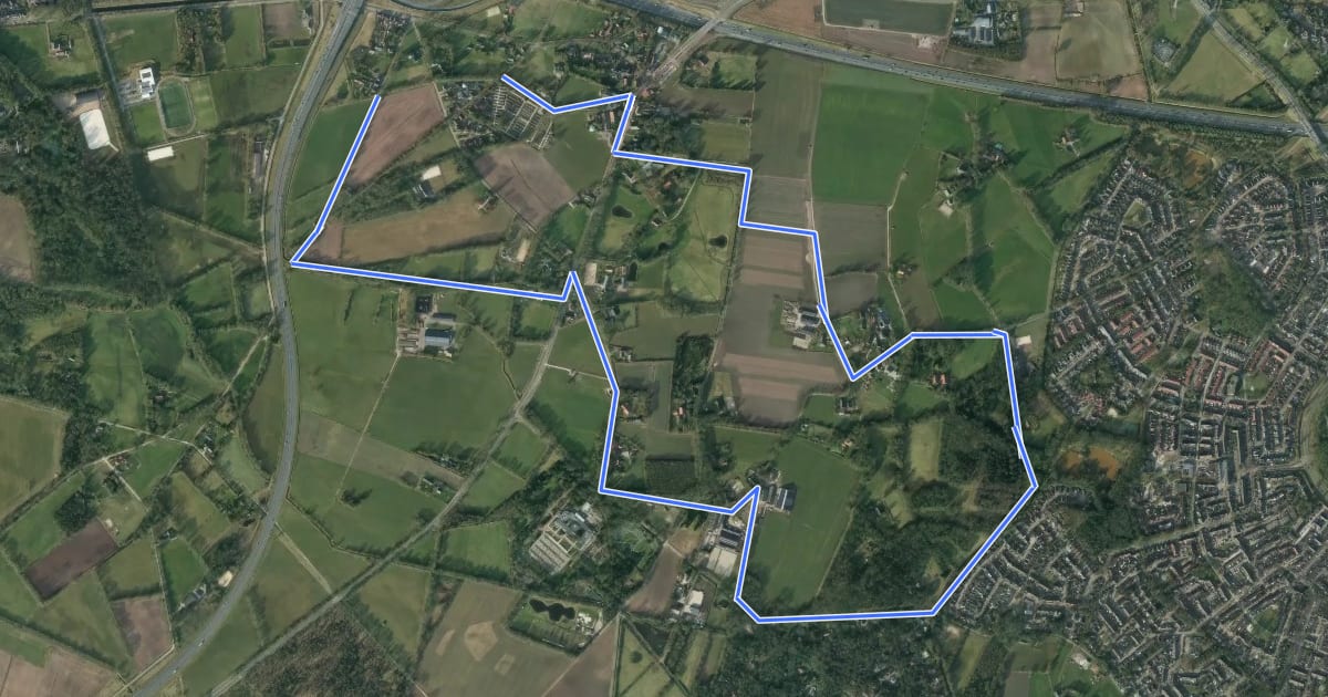 Маршрут WNW Twente - Usselo - blauwe route на спутниковом снимке