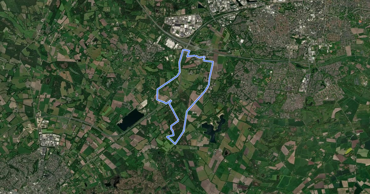 Маршрут WNW Twente - Usselo - gele route на спутниковом снимке