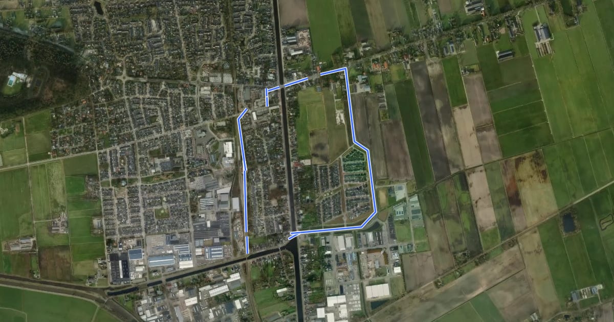 Маршрут WNW Twente - Vroomshoop - paarse route на спутниковом снимке