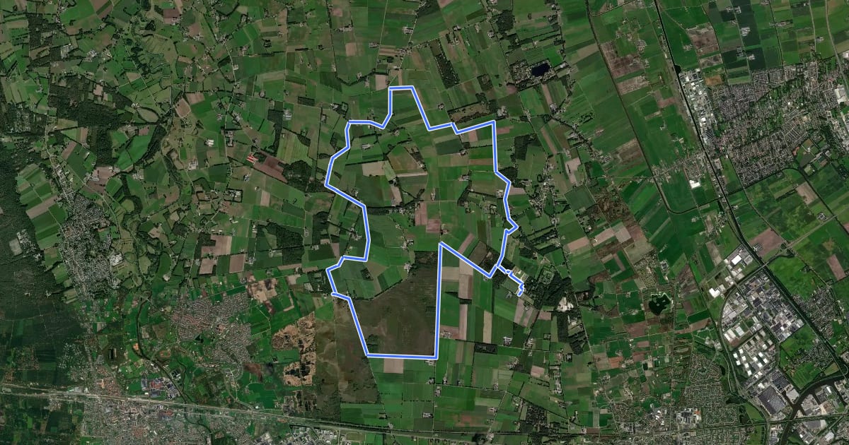 Маршрут WNW Twente - Wierdenseveld/Huurnerveld - paarse route на спутниковом снимке