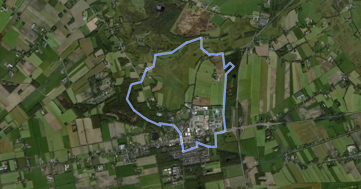 Маршрут WNW Vechtdal - Balkbrug -blauwe route на спутниковом снимке