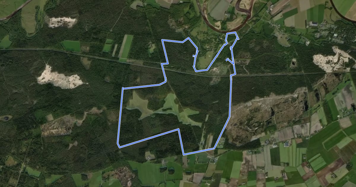 Маршрут WNW Vechtdal - Beerzerzand -rode route на спутниковом снимке