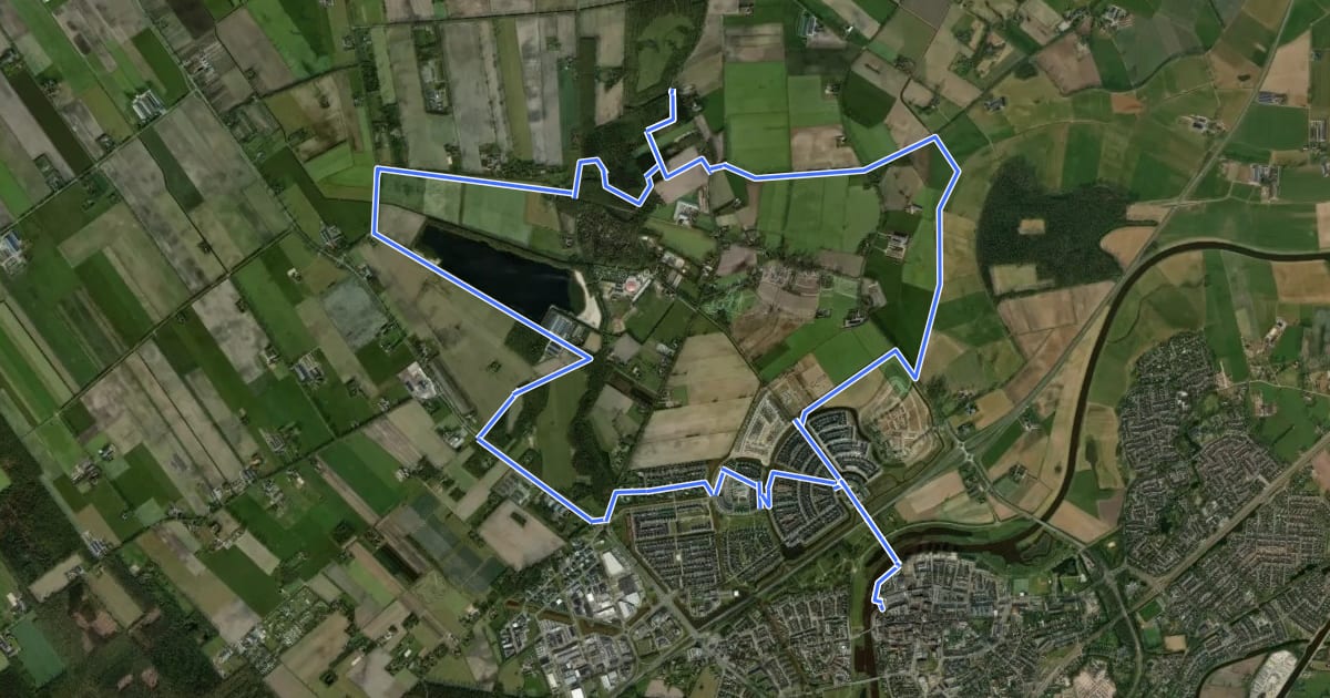 Маршрут WNW Vechtdal - Collendoorn/Hardenberg -blauwe route на спутниковом снимке