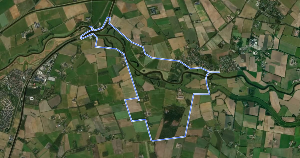 Маршрут WNW Vechtdal -De Haandrik/Holthemerbroek/Laar - gele route на спутниковом снимке